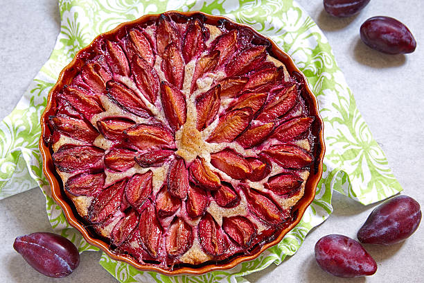 istock Plum pie with almond dough 599478474