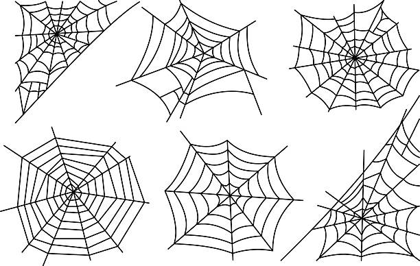 ilustraciones, imágenes clip art, dibujos animados e iconos de stock de iconos de tela de araña de halloween - symbol internet horizontal macro