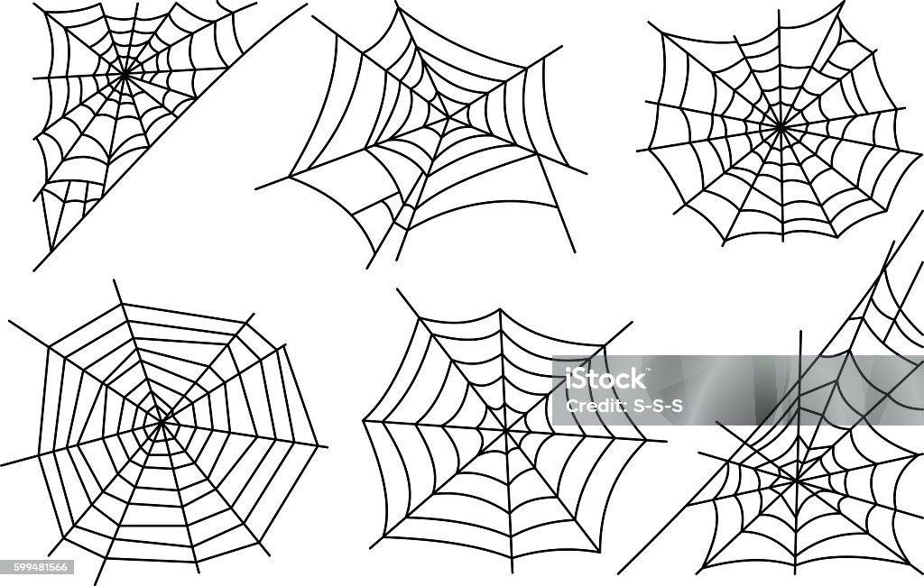 Halloween spider web icons Halloween spider web isolated on white background. Hector venom cobweb set. Vector illustration Spider Web stock vector