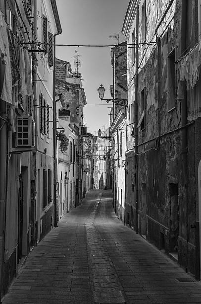 istock Alley in old city in black and white 599481648