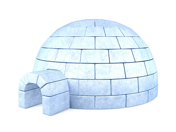 ледяной иглу изолированы на белом фоне - igloo стоковые фото и изображения