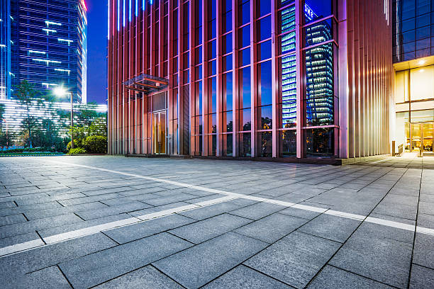 istock empty brick floor with cityscape and skyline 599482860