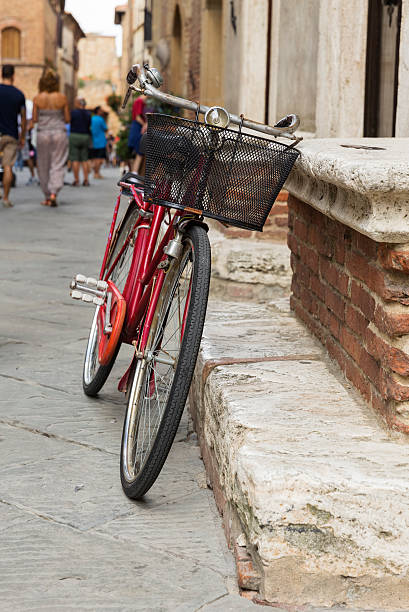 istock Red bicycle in Pienza 599483860