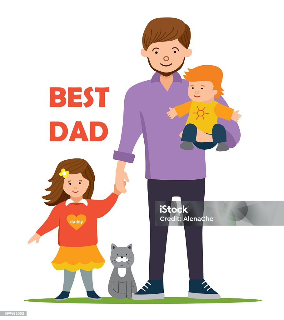 Người Cha Tốt Nhất Cho Con Gái Và Con Trai Minh Họa Phẳng Hình ...