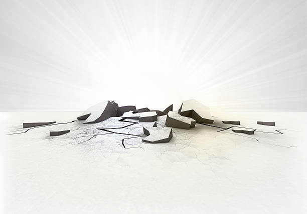 empty cracked ground hole with flare on white empty cracked ground hole with flare on white illustration only land stock pictures, royalty-free photos & images