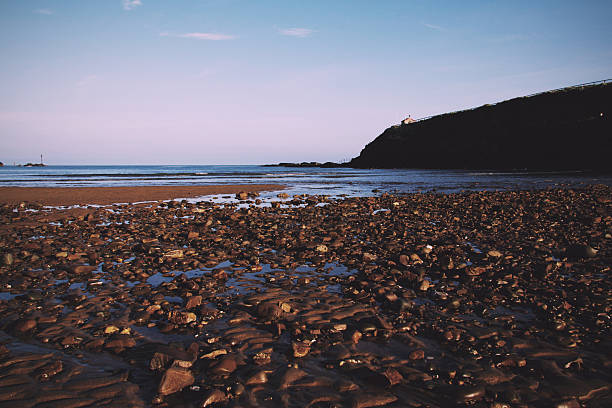 View from the beach at Bude in Cornwall Vintage Retro Filter.