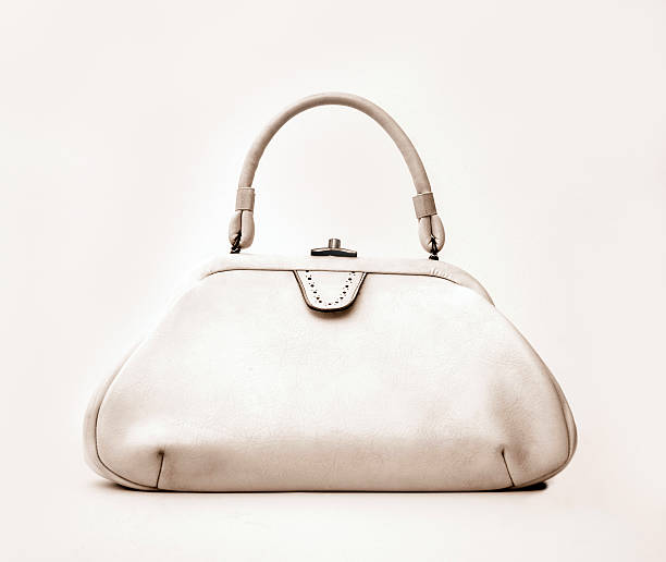 Vintage white leather female bag