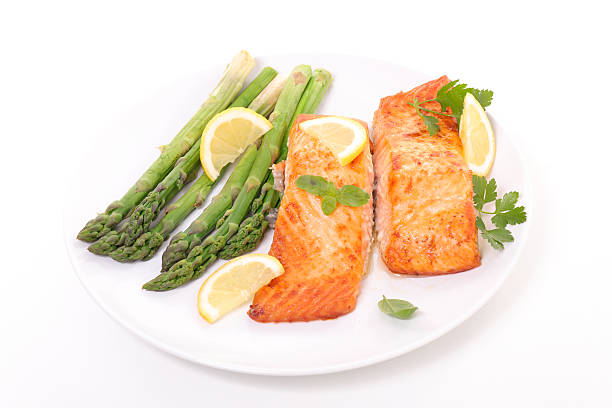 istock grilled salmon and asparagus 599494562