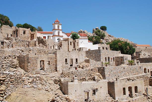 Mikro Chorio village, Forbidden stock photo