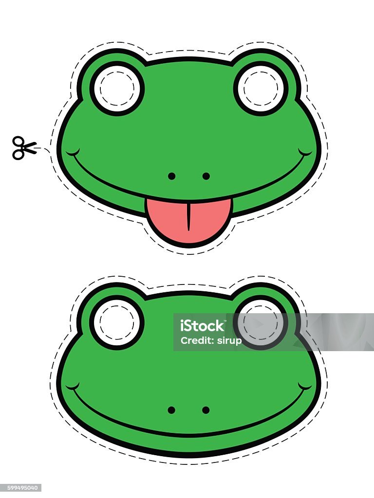 Closeup Green Masks Over White Background Stock Illustration - Download Image Now - Mask - Disguise, Frog, Amphibian - iStock