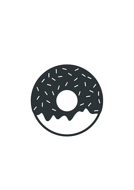 Donut icon isolated on white background. Yummy cookie food. Vector donut icon isolated on white background. Yummy cookie donut food icon. Candy decoration donut with topping. Glazed pastry delicious snack, eat candy. biscuit quick bread stock illustrations