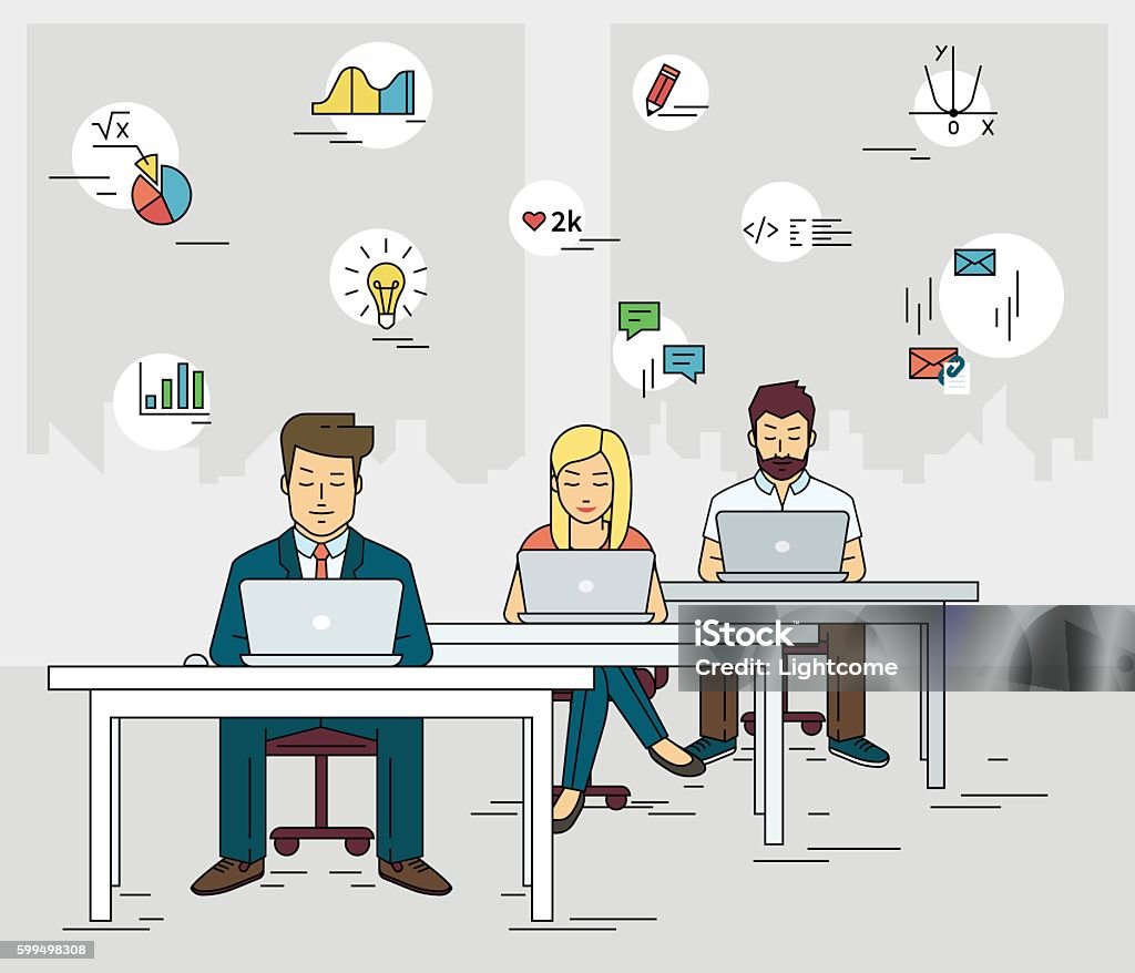 Busy Class Background Busy Students Learning In A University Class Stock Illustration ...