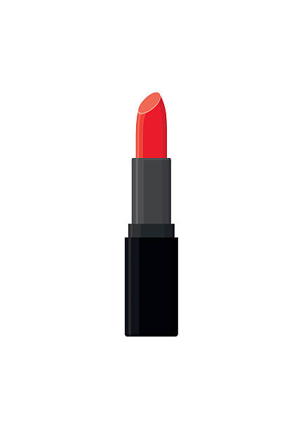 illustrazioni stock, clip art, cartoni animati e icone di tendenza di rossetto di bellezza del trucco isolato su sfondo bianco. accessorio moda lucida - rossetto