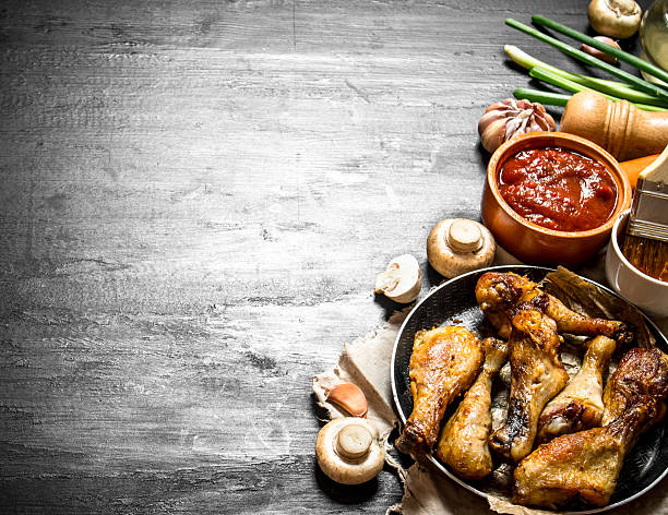 istock Fried chicken with mushrooms , garlic, onions 599682610