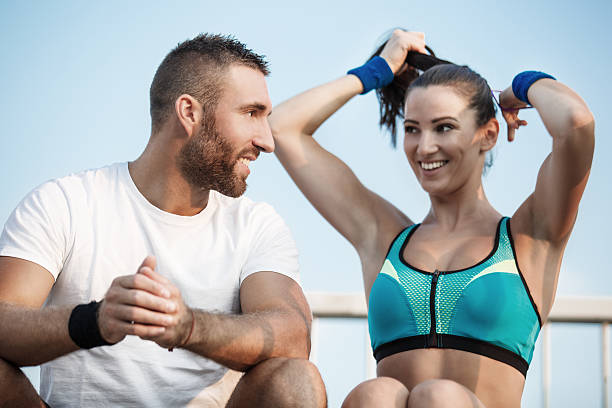 istock Happy Couple Exercising Outdoors 599686732