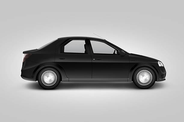 istock Blank black car design mockup, isolated, side view, clipping path, 599687168