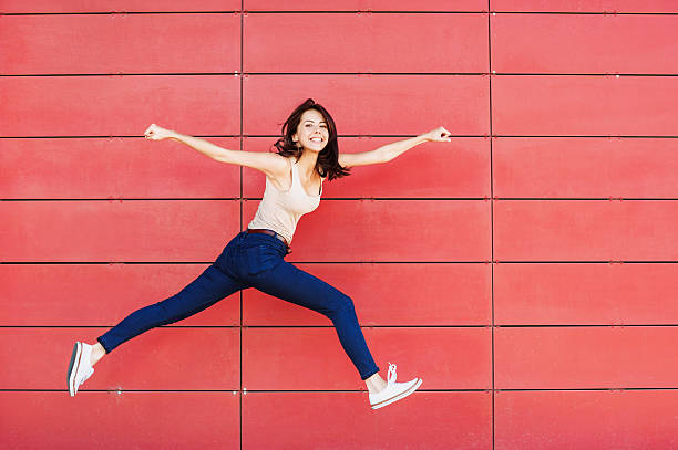 Jumping happy girl