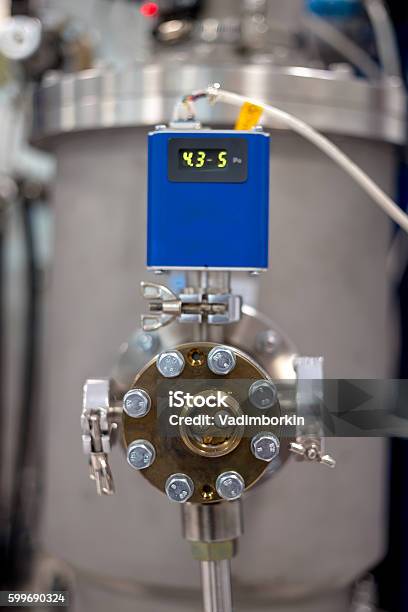 Pressure And Temperature Indicator On The Instrument Stock Photo - Download Image Now