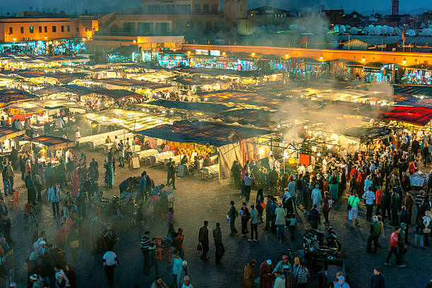 istock Evening Djemaa El Fna Square with Koutoubia Mosque, Marrakech, Morocco 599691838