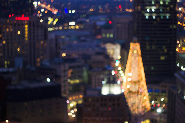 Indianapolis At Night Christmastime in Indianapolis, IN indianapolis christmas stock pictures, royalty-free photos & images