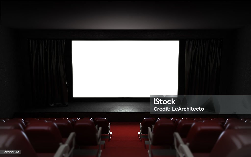 empty cinema auditorium with blank screen frame empty cinema auditorium with blank screen frame illustration Film Industry Stock Photo