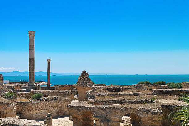 View from hill Byrsa with ancient remains of Carthage and landscape. Tunis, Tunisia.