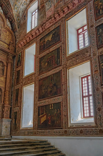 Old Goa, India - November 13, 2012: Interior of Convent and Church of St. Francis of Assisi - Roman Catholic church.