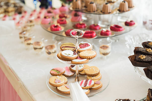 istock Different kinds of baked sweets on a buffet 599702918