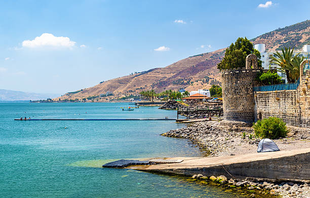 The Leaning Tower erected by Zahir al-Umar in Tiberias The Leaning Tower erected by Zahir al-Umar in Tiberias - Israel galilee photos stock pictures, royalty-free photos & images