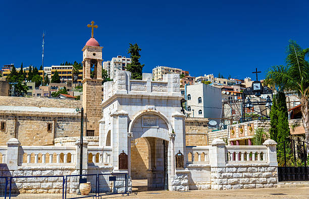 griechisch-orthodoxe verkündigungskirche in nazareth - nazareth israel stock-fotos und bilder