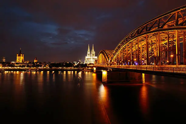Hohenzollern-Bridge with Cathedral at Cologne/ Germany