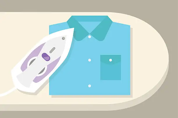 Vector illustration of Top view illustration: ironing the clothes