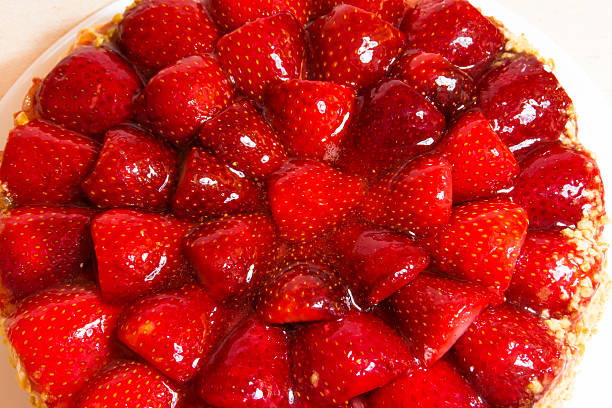 istock Strawberry cake with almonds and cream 599714082