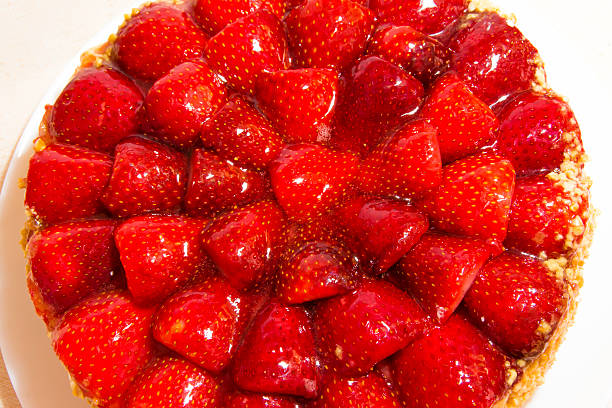 istock Strawberry cake with almonds and cream 599714450