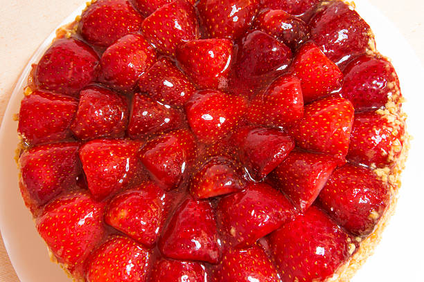 istock Strawberry cake with almonds and cream 599714514