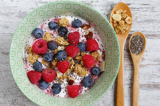 istock Fresh fruit with muesli and yogurt 599716164