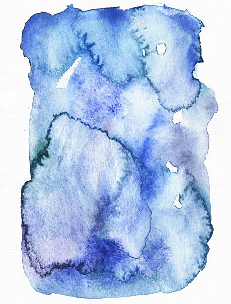 istock Blue watercolor hand drawn abstract shape based on ink drips. 599717030