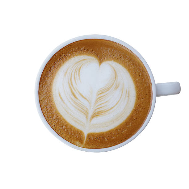 istock Top view of coffee cup with heart shaped milk foam 599717952