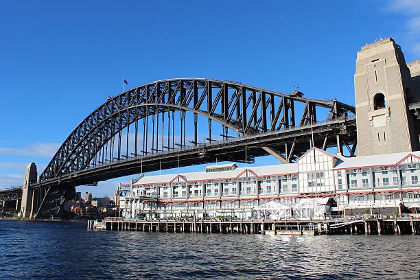 Sydney Harbour Bridge and Pier One stock photo