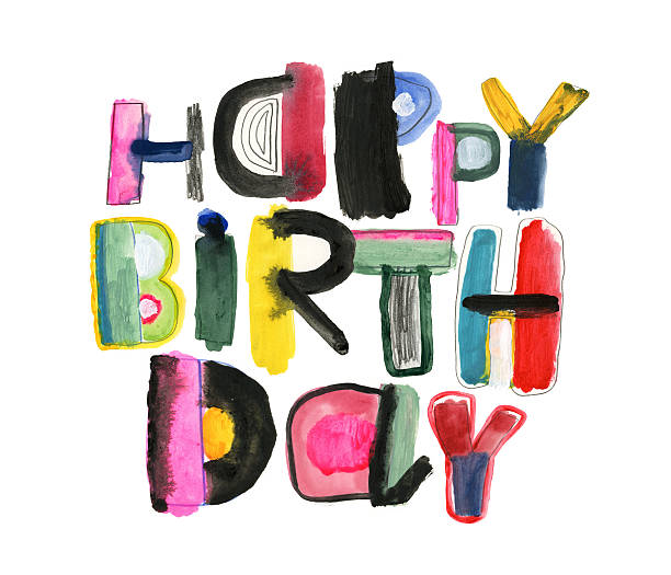 Hand drawn happy birthday message Hand painted letters isolated on white r i p stock illustrations