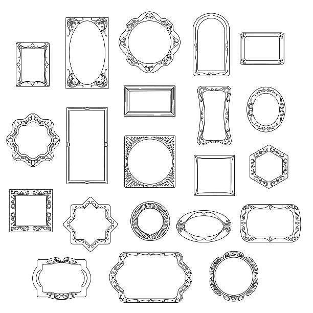 набор кадров линии doodle - frame ellipse photograph black stock illustrations