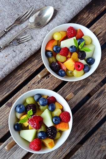 Homemade fruit and berry salad. Healthy dessert 