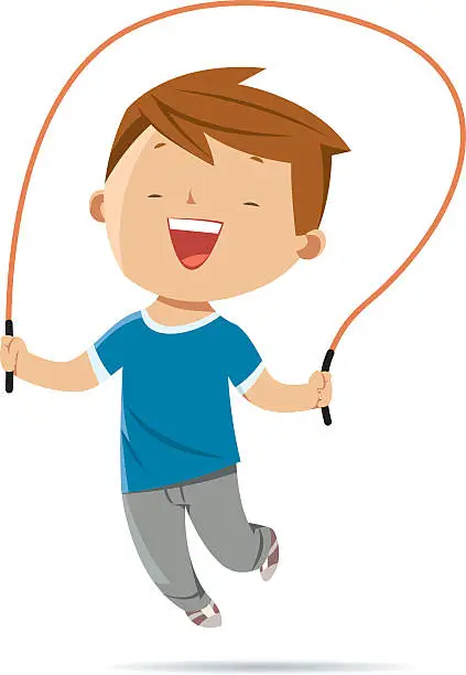 Vector illustration of Boy jumping rope