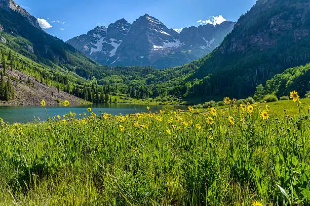 Springtime at Maroon Creek Valley, Aspen, Colorado, USA.