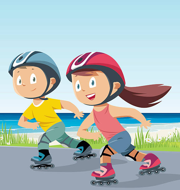 Ilustración de Los Niños Niño Y Niña Patinar y más Vectores Libres de Derechos de Patinaje sobre ruedas - Patinaje sobre ruedas, Patín de ruedas, Niño - iStock
