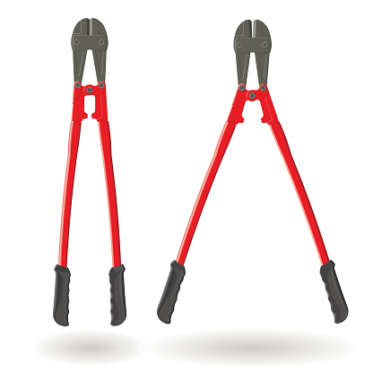 Set of two bolt cutters, Tools for cutting solid wire