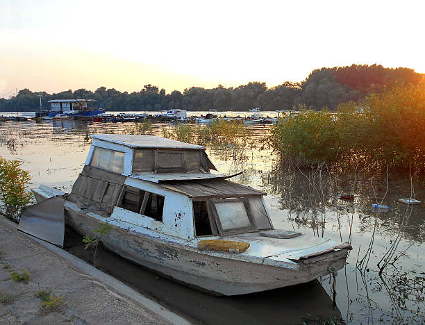 Old boat moored to the dock