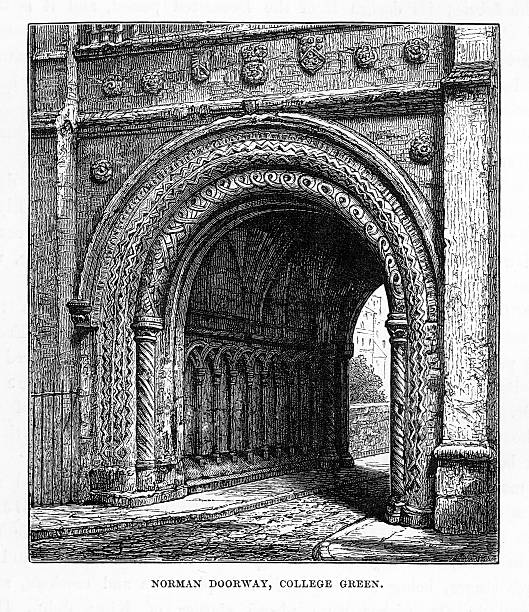 istock Norman Doorway, College Green in Yorkshire, England Victorian Engraving, 1840 599763272
