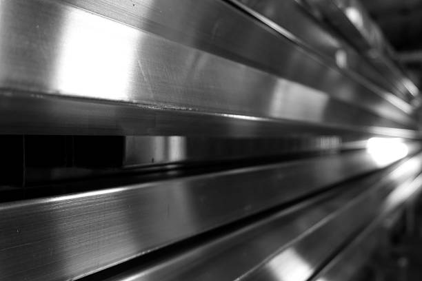 stack of square metal tube for background used