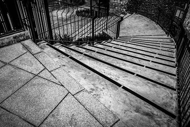 istock Vintage Staircase in Black and White HDR 599768848